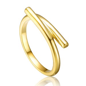 14K Gold Plated Bypass Ring – Sleek and Modern Design with Elegant Curved Detailing for a Contemporary Touch - 1 of 3