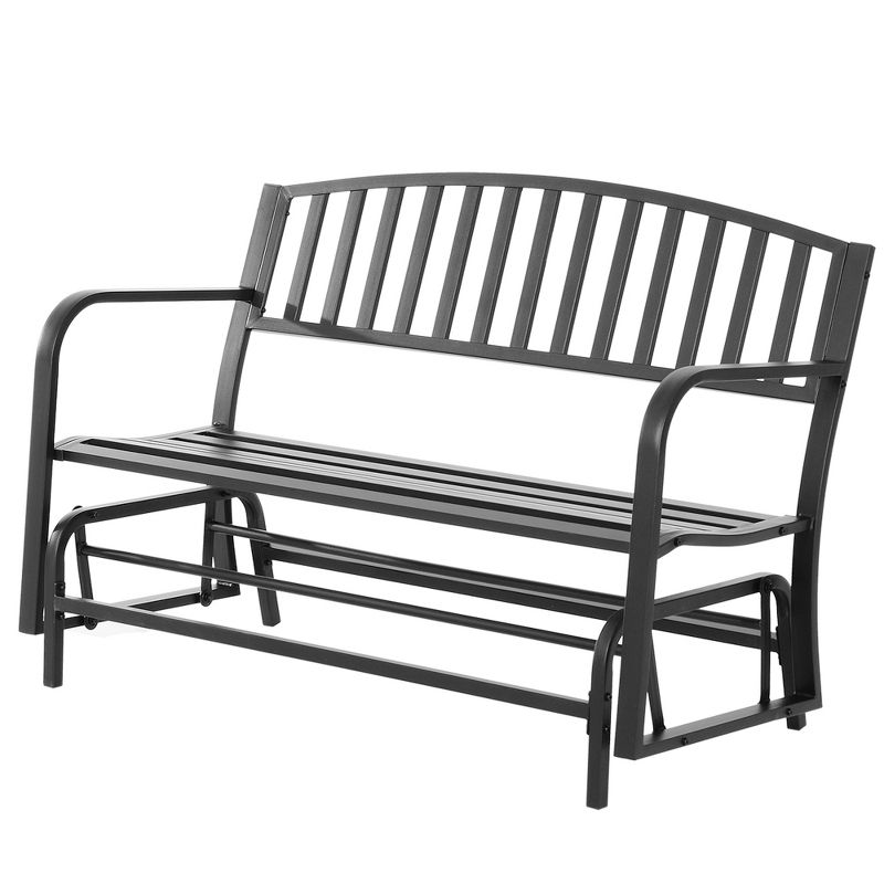 Outsunny Patio Glider Bench Outdoor Swing Rocking Chair Loveseat with Power Coated Steel Frame, Black, 4 of 9