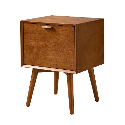 Doris 2 - Drawer Mid-century Nightstand with  Built-In Outlets | HULALA HOME