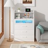 VECELO White Dresser Tall Modern Makeup Vanity Table with LED Lights & Charging Station - 4 of 4