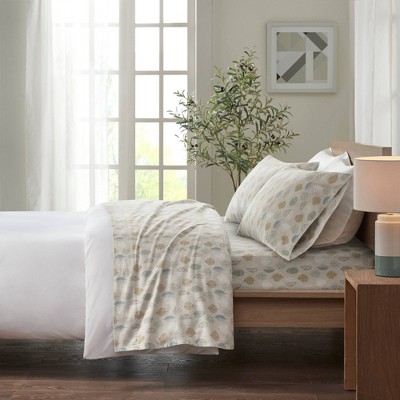 Queen Multi Leaves Cotton Flannel Sheet Set