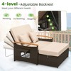 Tangkula Patio Rattan Daybed Set w/ Cushioned Loveseat & Storage Ottoman - 4 of 4