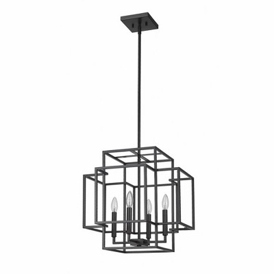 Titania Matte Black Geometric Steel 4-Light Pendant