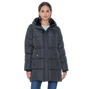 Women's 3/4 Puffer Coat with Cozy Faux Fur - S.E.B. By Sebby - 1 of 4
