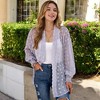Anna-Kaci Swim Women's Sheer Chiffon Duster with Textured Floral Design - 3 of 4