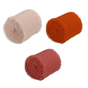 Unique Bargains Handmade Fringe DIY Decor Wedding Gift Wrapping Chiffon Ribbon 3 Rolls - 1 of 4