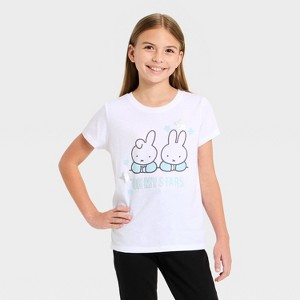 Girls' Miffy Short Sleeve Graphic T-Shirt - White - 1 of 4