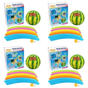 Banzai Melon Madness Pool Challenge Underwater Water-Filled Ball with 3 22" Diameter Target Hoops, Garden Hose Adapter, and Underwater Ball, 4 Pack - 1 of 4