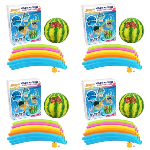 Banzai Melon Madness Pool Challenge Underwater Water-Filled Ball with 3 22" Diameter Target Hoops, Garden Hose Adapter, and Underwater Ball, 4 Pack - image 1 of 4