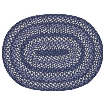 Park Designs Blue and Stone Braided Oval Rug 32 in x 42 in