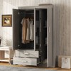 Vynxaria 3-Door Mirror Wardrobe with Shelves in Gray - Stylish and Practical Storage for Contemporary Bedrooms - 3 of 4