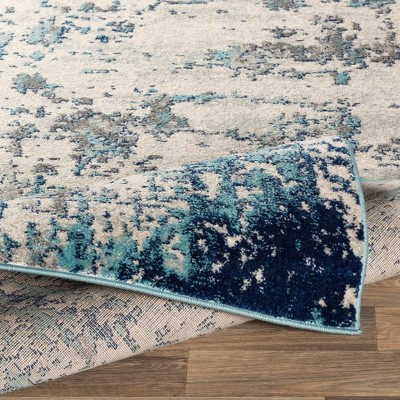 Axton Blue and Gray Abstract 9' x 12' Synthetic Area Rug