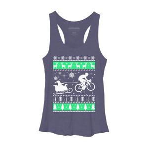 Women's Design By Humans Christmas Santa Cycling Sleigh By LewismartinStore Racerback Tank Top - 1 of 3