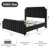King Size Velvet Upholstered Bed Frame with 50.2" Headboard & Footboard - Nailhead Trim Platform Bed, Solid Wood Slats, No Box Spring Needed, Grey - 2 of 4