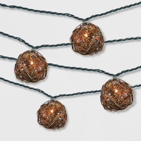 10ct Rattan Orb Outdoor String Lights Threshold Target