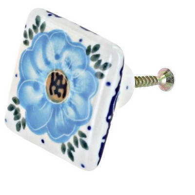 Blue Rose Polish Pottery A438 Andy Square Drawer Pull