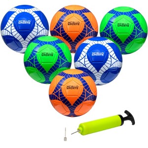 Xcello Sports Soccer Ball Size 4  Assorted Graphics (Orange, Green, Navy) with Pump (Pack of 6) - 1 of 4