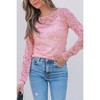 Amaryllis Women's Long Sleeve Sheer Lace Top Elegant Floral Pattern Delicate Blouse - 2 of 4