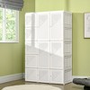 HOMCOM Portable Wardrobe Closet, Bedroom Armoire, Foldable Clothes Organizer with Cube Storage, Hanging Rods, and Magnet Doors, White - 2 of 4