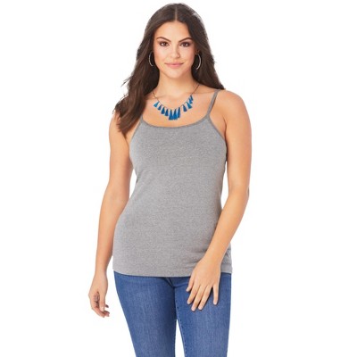 Roaman's Women's Plus Size Bra Cami With Adjustable Straps - L, Gray