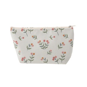 Unique Bargains Durable Print Makeup Bag Beige Pink 1 Pc - 1 of 4
