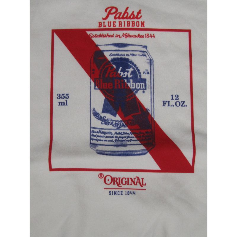 Pabst Blue Ribbon Placement Logo Men's White Long-Sleeve Sweatshirt, 2 of 3