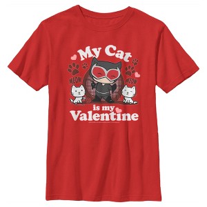 Boy's Batman Catwoman My Cat is My Valentine T-Shirt - 1 of 4