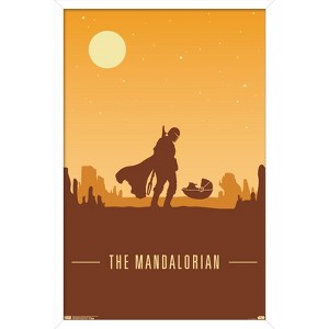 Trends International Star Wars: The Mandalorian - Mando and The Child At Dusk Framed Wall Poster Prints - 1 of 4