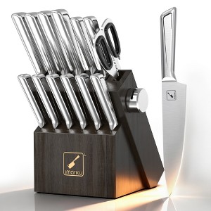 imarku Knife Kitchen Sets, Japanese Stainless Steel 14 Pcs Knife Block Set,Chef Knives with Sharpener, Dishwasher Safe, Non-Slip Ergonomic Handle - 1 of 4