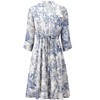 Hobemty Women's V-Neck 3/4 Sleeve Tie Waist Button-Down Floral Chiffon Dress - 2 of 4