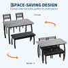 Dining Table Set for 4, Wooden Kitchen Table with Upholstered Bench, 2 Cushion Chairs, Space-Saving Dinette Set, for Studio, Dining Room, Apartment - 3 of 4