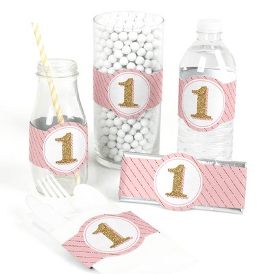 Big Dot of Happiness Fun to be One - 1st Birthday Girl - DIY Party Supplies - First Birthday Party DIY Wrapper Favors & Decorations - Set of 15