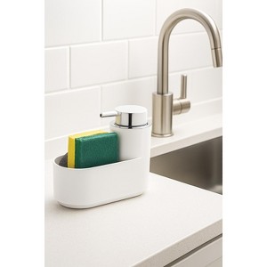 Home Mart Goods White Kitchen Soap Dispenser Caddy Set with Sponge & Scrubber - 1 of 2