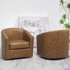 KINWELL 29" Wide Tufted PU Leather Swivel Barrel Chair (Set of 2) - 3 of 4
