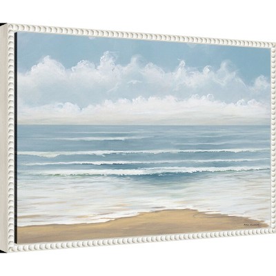 Smooth Beach Waves Nautical Canvas Print with Beaded Frame