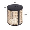 MOEPISY Round End Table, Hollow Woven Side Table, Small Rubber Wood Nightstand, Rattan Woven Tea Desk Black - 3 of 4