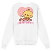 Piyomaru Heart Background Crew Neck Long Sleeve Adult White Sweatshirt - 2 of 4