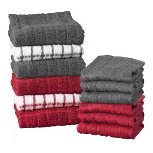 John Ritzenthaler Co. Ritz Variety 12-Pack Checked and Solid Kitchen Towel and Dish Cloth Set - 1 of 4