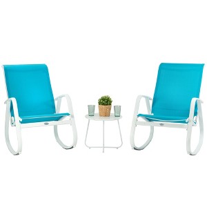 Kozyard 3 Pieces Outdoor Patio Rocking Sling Chair Powder Coated Aluminum Frame Breathable Mesh Fabric for Patio Porch Yard Garden - 1 of 4