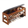 Hrinhom 39.4"W Upholstered Wooden Shoe Stool,2-Layer Shoe Rack Entrance Bench with Storage Boxes - 2 of 4