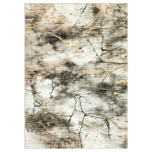 Abstract Modern Washable Low Pile Area Rug with Rubber Backing Foldable Stain Resistant Carpet for Bedroom Living Room - 1 of 4