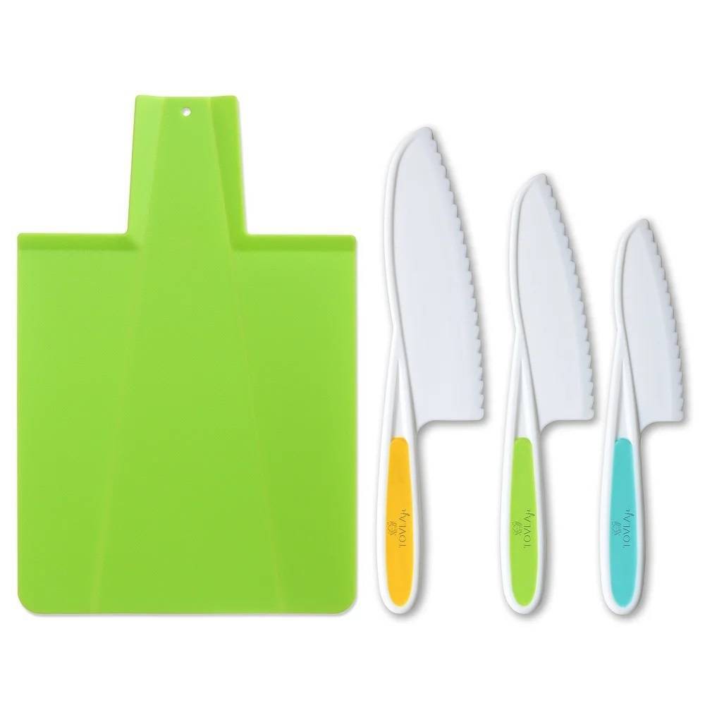 Photos - Role Playing Toy Tovla Jr. Kitchen Knife and Foldable Cutting Board Set Green