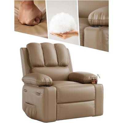 Oversized Manual Recliner Chair for Adult, Padded  Faux PU Leather Reclining Sofa, Comfy Nursing Chair, Capacity 400LB