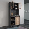 Farmhouse Kitchen Cabinets With Sliding Barn Door, Bar Cabinet with Warp-Resistant Premium Particle Board, Coffee Bar Cabinet-Cuddlewood - 3 of 4