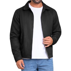 INSPIRE CHIC Men's Casual Collared Zipper Outdoor Vintage Faux Suede Jacket - 1 of 4