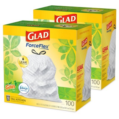 Glad Quick Tie 39 Gallon Drawstring Tall Lawn and Leaf Bag, 30 Bags 