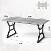 70.9in Industrial Farmhouse Long Dining Table for 6-8 People, Engineered Wood Top & Iron Frame, Cutout Design for Kitchen, Dining Room - 2 of 4