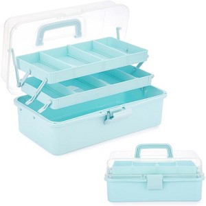 3-Layer Plastic Storage Box with Adjustable Dividers and Handle - 1 of 4