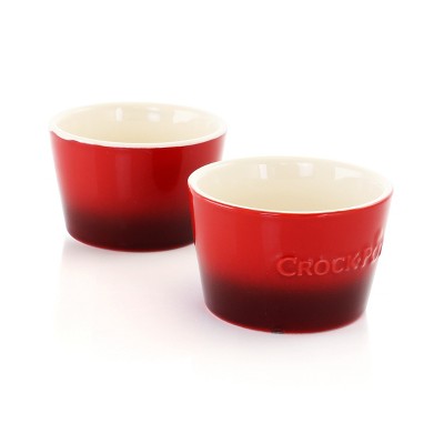 Crock-Pot 2 Piece Artisan 8 Ounce Stoneware Ramekin Set in Red