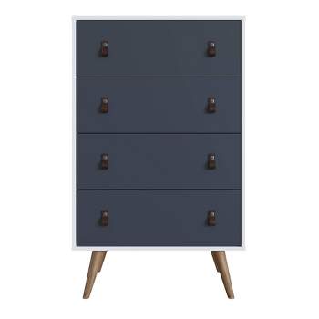 Amber Tall 4 Drawer Dresser with Faux Leather Handles - Manhattan Comfort